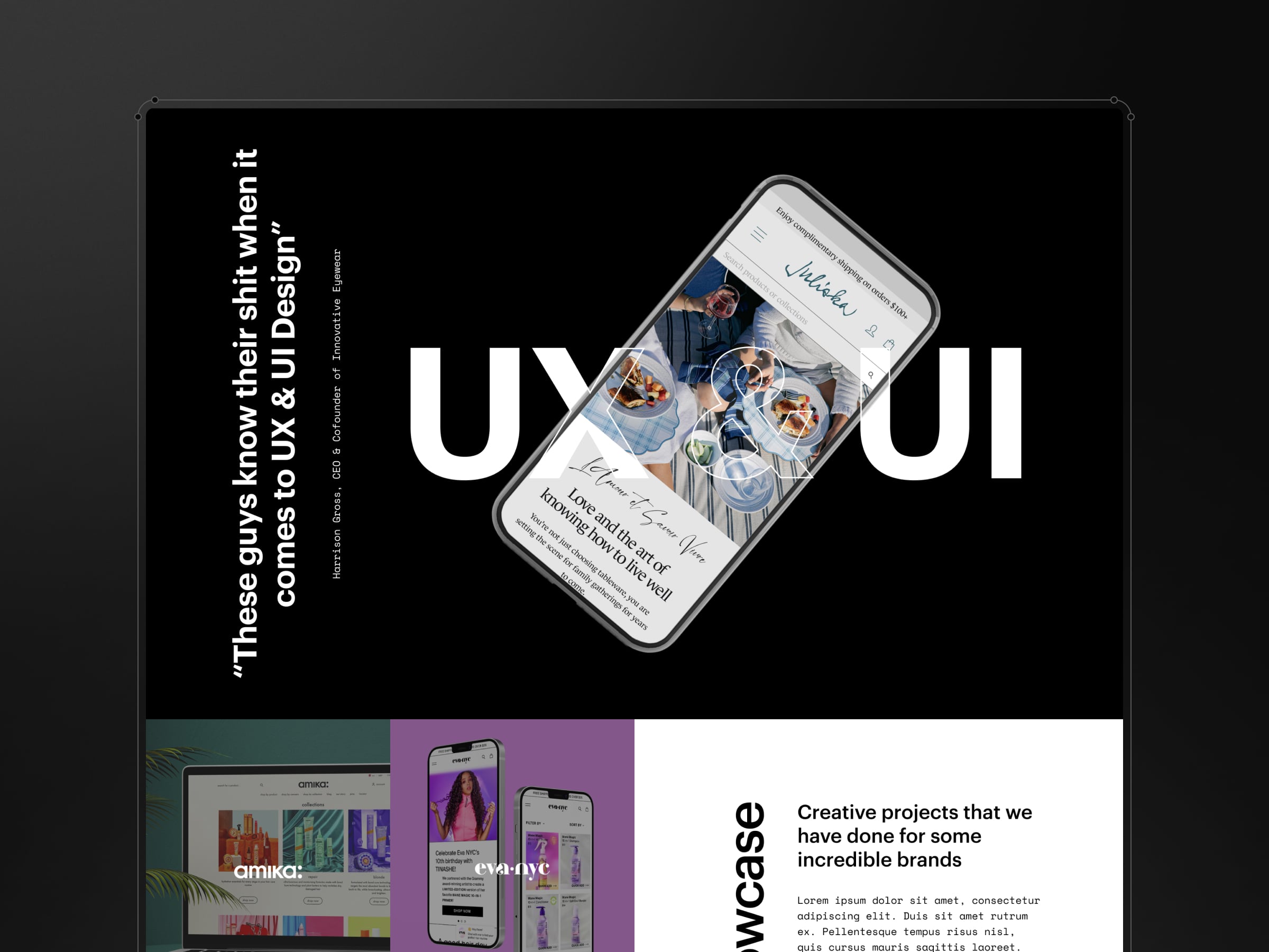 Roswell website design mockup.